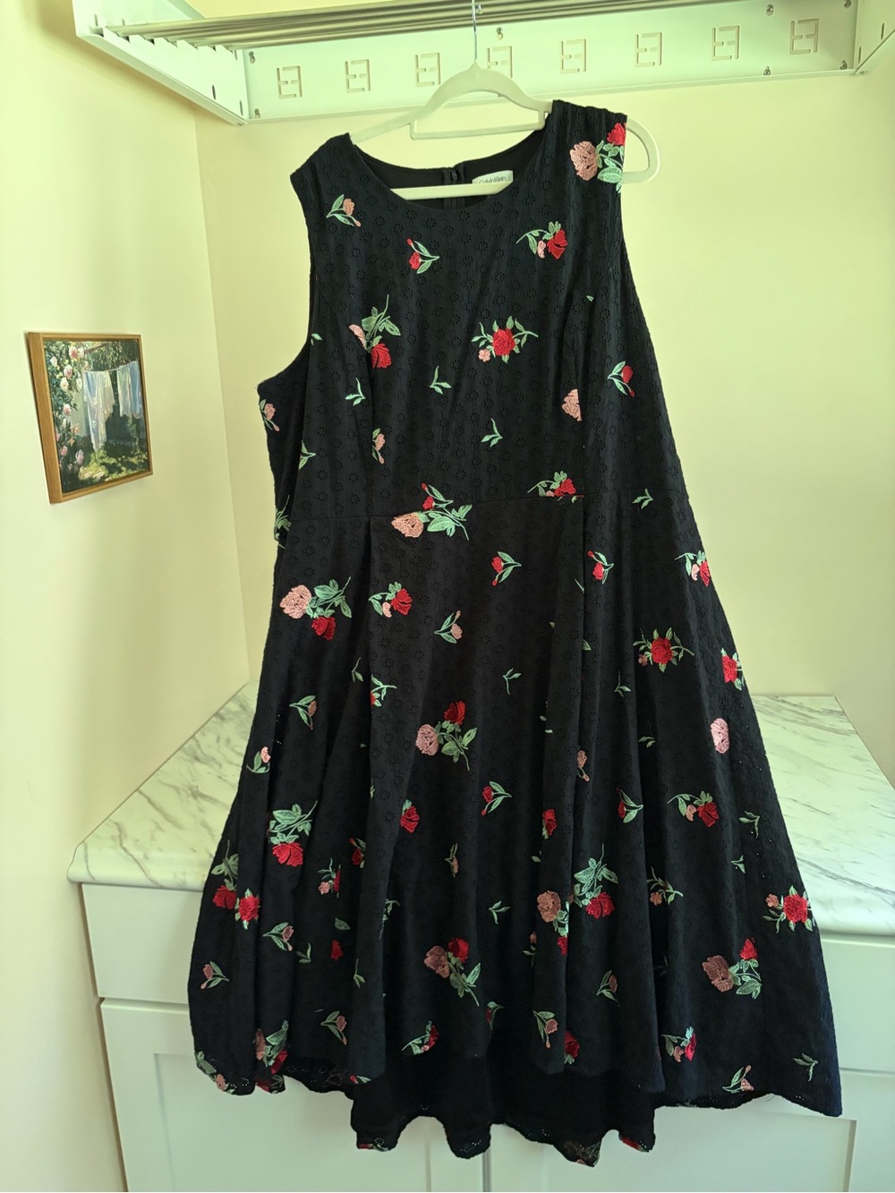 Calvin Klein Embroidered Floral Eyelet A-Line Dress 22W